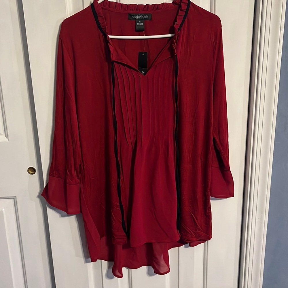 NWT - August Silk - Red Blouse/Yunic